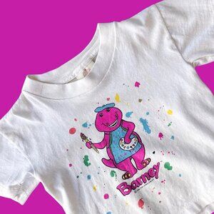 VTG 1992 Barney 3T Toddler T Shirt 90s Kids Purple Dinosaur Made In USA